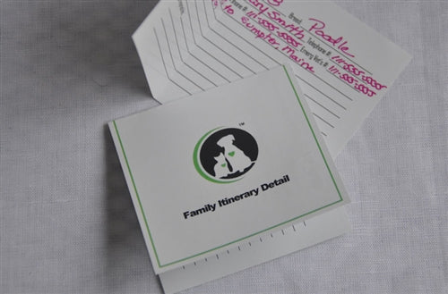 PET INFORMATION FORM/FAMILY ITINERARY LARGE 10/PK